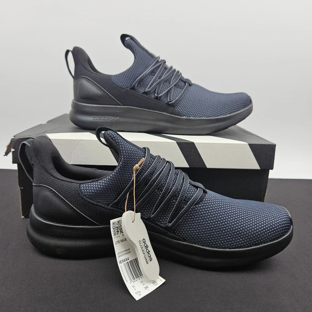 Adidas Lite Racer Adapt 7.0 Wide Mens Navy Black Running Shoes IE8684 Size 11.5